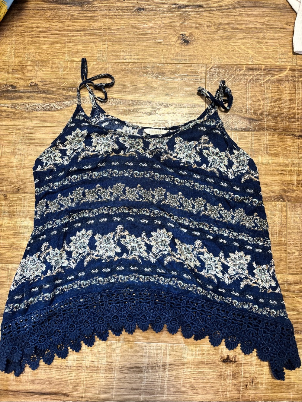 Forever 21 Navy Floral Tie-Shoulder Cami